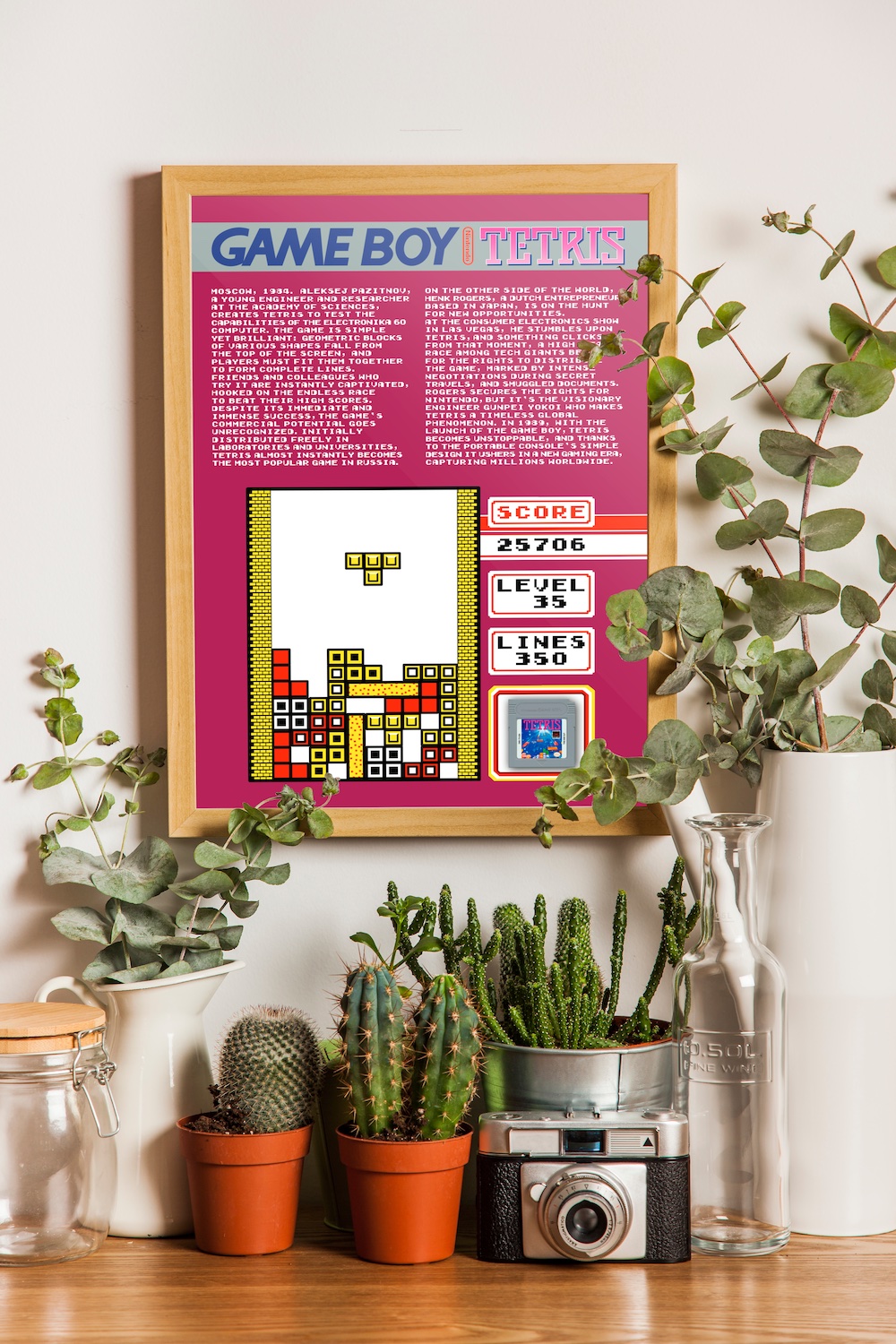 Nintendo Tetris Poster with Original Game Boy Cartridge